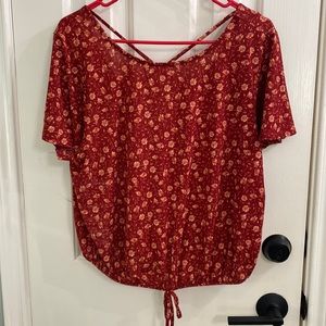 3/15 Cute blouse with drawstring hem- size XL